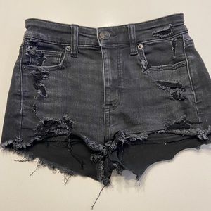 american eagle black denim shorts
